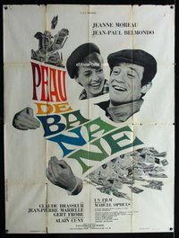 k129 BANANA PEEL French one-panel movie poster '63 Jeanne Moreau, Belmondo