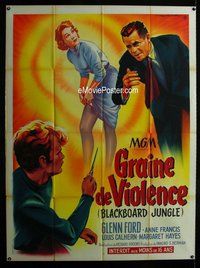 k013 BLACKBOARD JUNGLE French one-panel movie poster '55 Roger Soubie art!