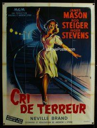 k015 CRY TERROR French one-panel movie poster '58 great Roger Soubie art!