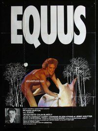 k158 EQUUS French one-panel movie poster '77 Peter Firth nude on horse!