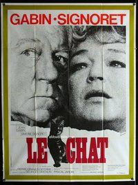 k189 LE CHAT French one-panel movie poster '71 Simone Signoret, Jean Gabin