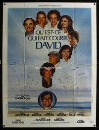 k250 WHAT MAKES DAVID RUN French one-panel movie poster '82 Charles Aznavour