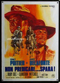 k536 BUCK & THE PREACHER Italian one-panel movie poster '74Poitier,Belafonte