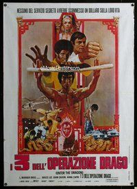 k564 ENTER THE DRAGON Italian one-panel movie poster R70s Bruce Lee classic!