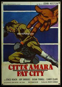 k567 FAT CITY Italian one-panel movie poster '72 great Symeoni boxing art!
