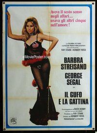 k629 OWL & THE PUSSYCAT Italian one-panel movie poster '71 Barbra Streisand!