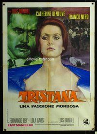 k676 TRISTANA Italian one-panel movie poster '70 Bunuel, art of Deneuve!