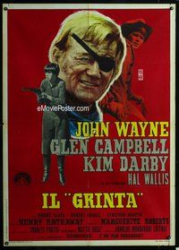 k677 TRUE GRIT Italian one-panel movie poster '69 John Wayne, Kim Darby