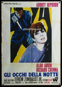k685 WAIT UNTIL DARK Italian one-panel movie poster '67 blind Audrey Hepburn!