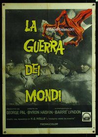 k687 WAR OF THE WORLDS Italian one-panel movie poster R60s wild image!
