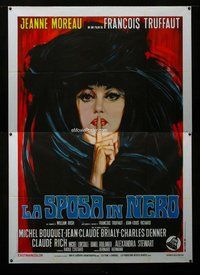 k077 BRIDE WORE BLACK Italian two-panel movie poster '68 Truffaut, Moreau