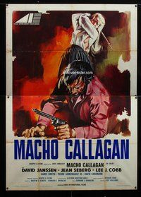 k098 MACHO CALLAHAN Italian two-panel movie poster '70 Janssen, Symeoni art!