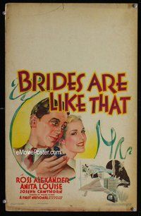 k285 BRIDES ARE LIKE THAT window card movie poster '36 Anita Louise, Alexander