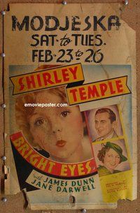 k286 BRIGHT EYES window card movie poster '34 Shirley Temple