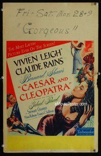 k294 CAESAR & CLEOPATRA window card movie poster '46 Vivien Leigh