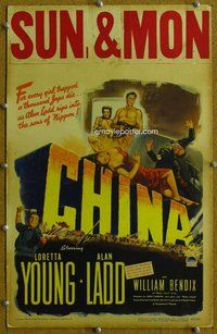 k301 CHINA window card movie poster '43 Loretta Young, Alan Ladd