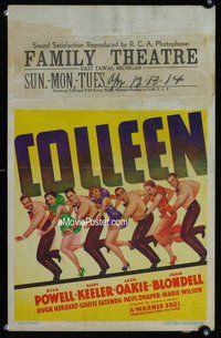 k307 COLLEEN window card movie poster '36 Dick Powell, Ruby Keeler