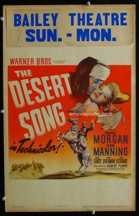 k318 DESERT SONG window card movie poster '44 Dennis Morgan, Irene Manning