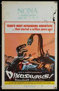 k323 DINOSAURUS window card movie poster '60 wild prehistoric monsters!