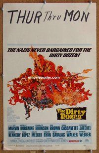 k324 DIRTY DOZEN window card movie poster '67 Charles Bronson, Jim Brown