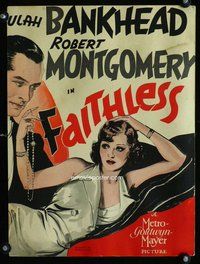 k334 FAITHLESS window card movie poster '32 Tallulah Bankhead, Montgomery