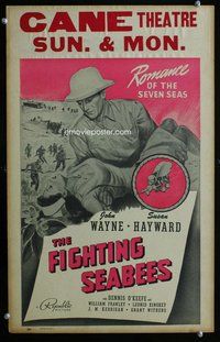 k337 FIGHTING SEABEES window card movie poster '44 John Wayne, Susan Hayward
