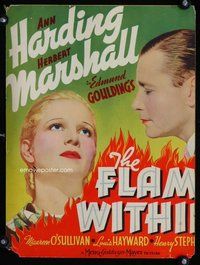 k339 FLAME WITHIN window card movie poster '35 Ann Harding, Herbert Marshall