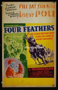 k342 FOUR FEATHERS window card movie poster '39 Zoltan Korda epic!
