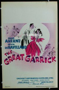 k356 GREAT GARRICK window card movie poster '37 de Havilland, James Whale