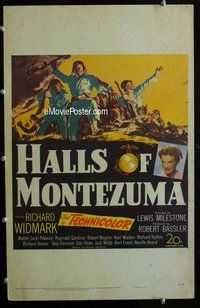 k364 HALLS OF MONTEZUMA window card movie poster '51 Richard Widmark, Palance