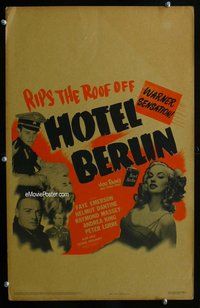 k368 HOTEL BERLIN window card movie poster '45 Helmut Dantine, Andrea King