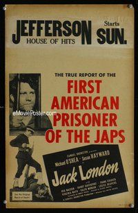 k381 JACK LONDON window card movie poster '43 Michael O'Shea, Susan Hayward