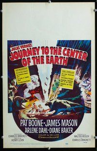 k383 JOURNEY TO THE CENTER OF THE EARTH window card movie poster '59 Verne