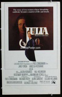 k384 JULIA window card movie poster '77 Jane Fonda, Redgrave, Amsel art!
