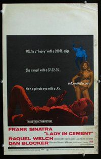 k392 LADY IN CEMENT window card movie poster '68 Frank Sinatra, sexy Raquel!