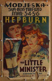 k395 LITTLE MINISTER window card movie poster '34 Katharine Hepburn, Beal