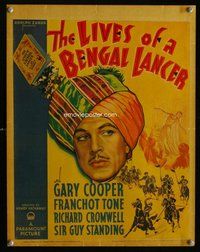k397 LIVES OF A BENGAL LANCER window card movie poster '35 Gary Cooper