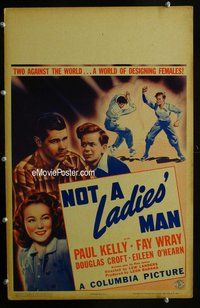 k416 NOT A LADIES' MAN window card movie poster '42 Fay Wray, Paul Kelly