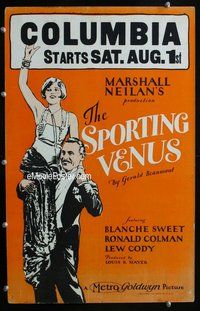 k458 SPORTING VENUS window card movie poster '25 Blanche Sweet, Ronald Colman