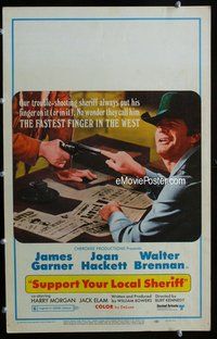 k464 SUPPORT YOUR LOCAL SHERIFF window card movie poster '69 James Garner
