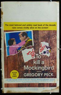 k480 TO KILL A MOCKINGBIRD window card movie poster '63 Gregory Peck classic!