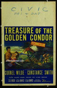 k484 TREASURE OF THE GOLDEN CONDOR window card movie poster '53 Cornel Wilde