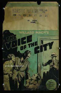 k492 VOICE OF THE CITY window card movie poster '29 Robert Ames, Jim Farley