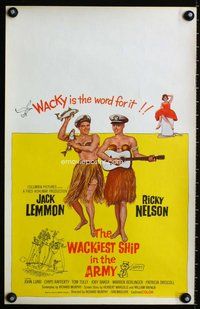 k494 WACKIEST SHIP IN THE ARMY window card movie poster '60 Jack Lemmon