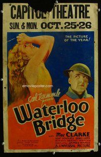 k497 WATERLOO BRIDGE window card movie poster '31 Mae Clarke, James Whale