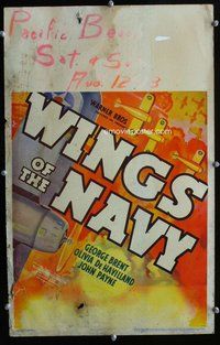 k507 WINGS OF THE NAVY window card movie poster '39 George Brent, airplanes!
