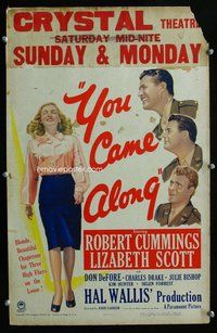 k512 YOU CAME ALONG window card movie poster '45 Lizabeth Scott, Ayn Rand