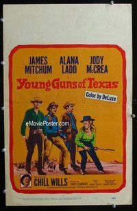 k513 YOUNG GUNS OF TEXAS window card movie poster '63 Mitchum, Ladd, McCrea