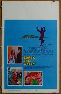 k515 ZORBA THE GREEK window card movie poster '65 Anthony Quinn, Cacoyannis