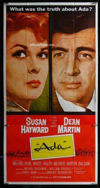 n283 ADA three-sheet movie poster '61 Susan Hawyard & Dean Martin portraits!